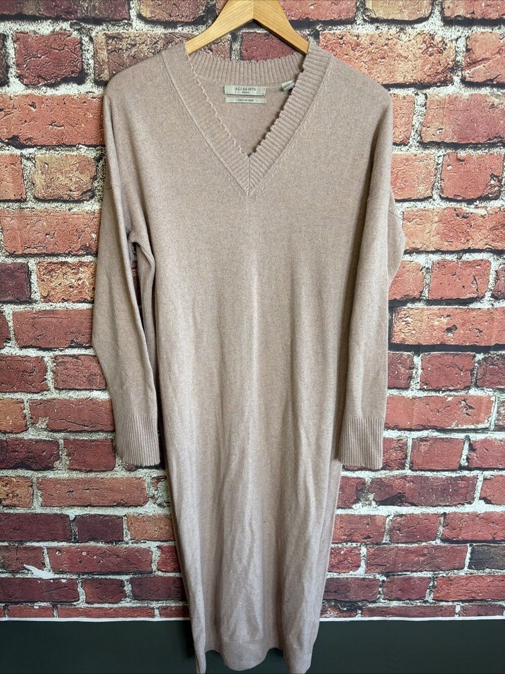AllSaints Women's Brita Cashmere Sweater Dress Pink Size Small